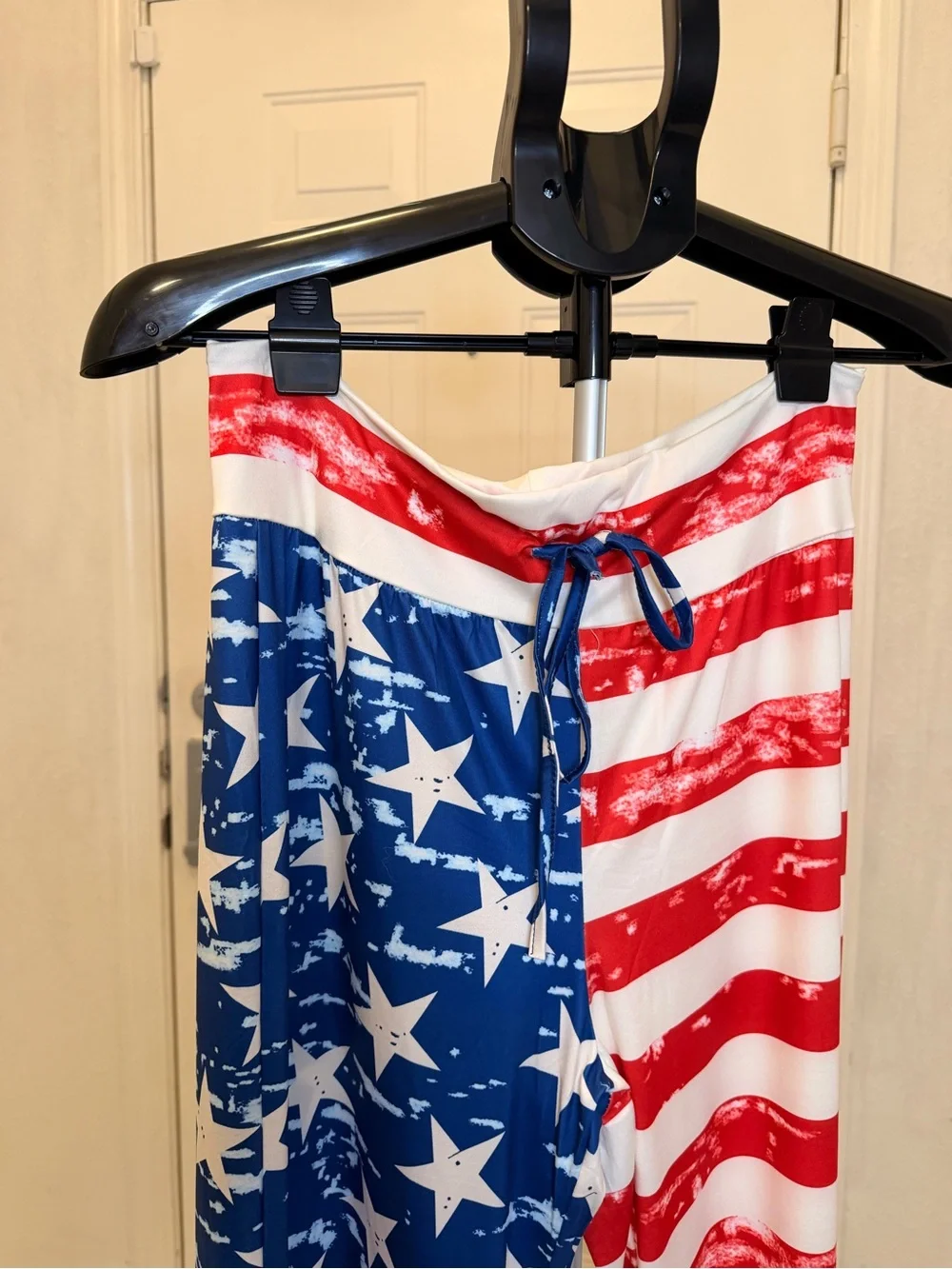 Wide-Leg American Flag Print Lounge Pants - Red, White & Blue - Picture 3 of 4